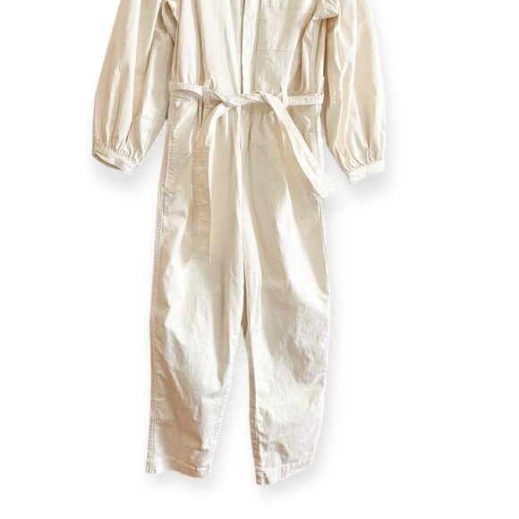 New with tag, J.Crew Puff-sleeve chino jumpsuit, Ivory, Size 2 - Picture 6 of 16